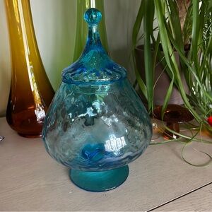 Empoli Glass Circus Tent Apothecary Footed Candy Dish MCM Vintage